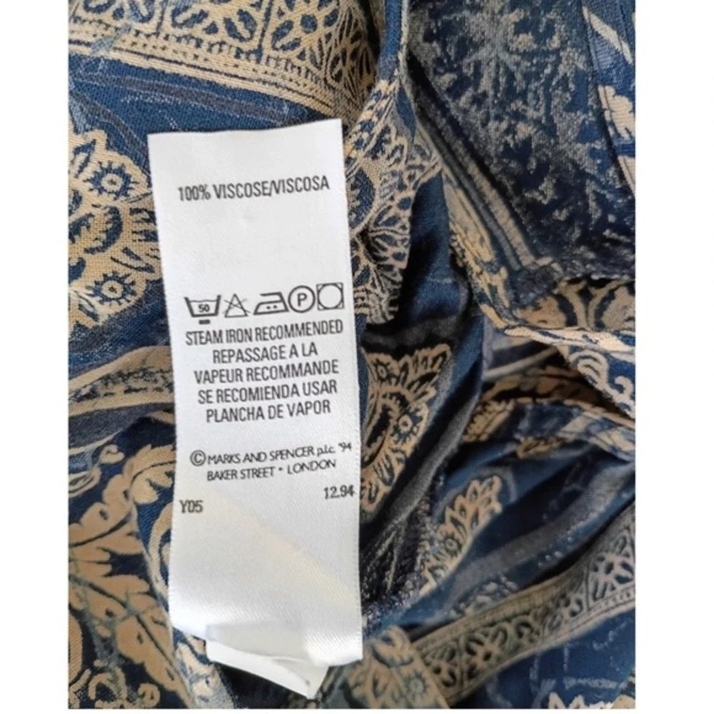 Marks & Spencer Vintage Maxi Dress Blue Paisley Boho Effortless Sleeveless M - Picture 14 of 16